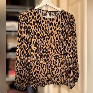 Banana Republic Animal Print Blouse - Black and Tan